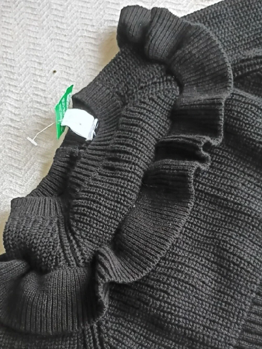 GAP Black Ruffle-Front Crewneck Sweater